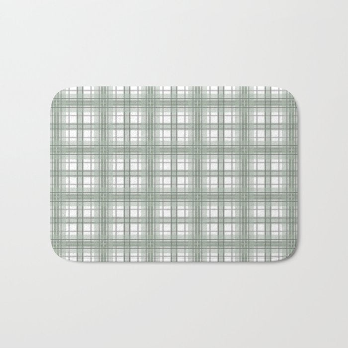 Sage Green and Gray Plaid Bath Mat Gallery Image 1