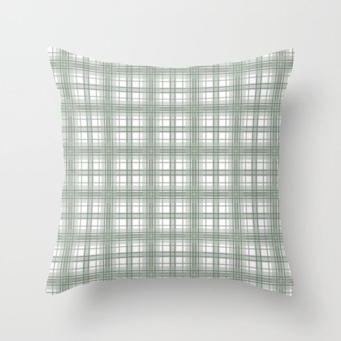 Sage Green and Gray Plaid Throw Pillow Gallery Image 6