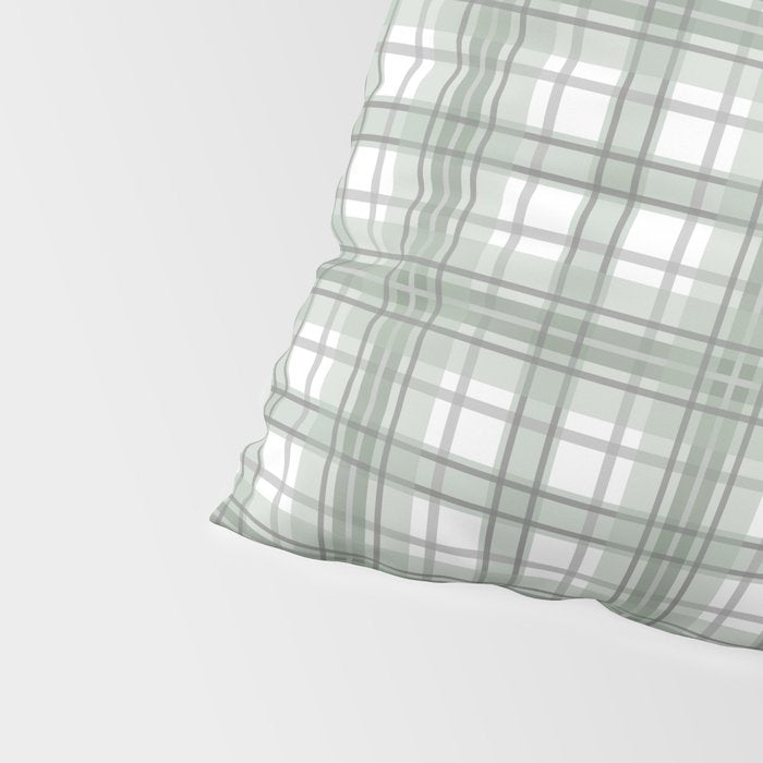 Sage Green and Gray Plaid Pillow Sham Gallery Image 4
