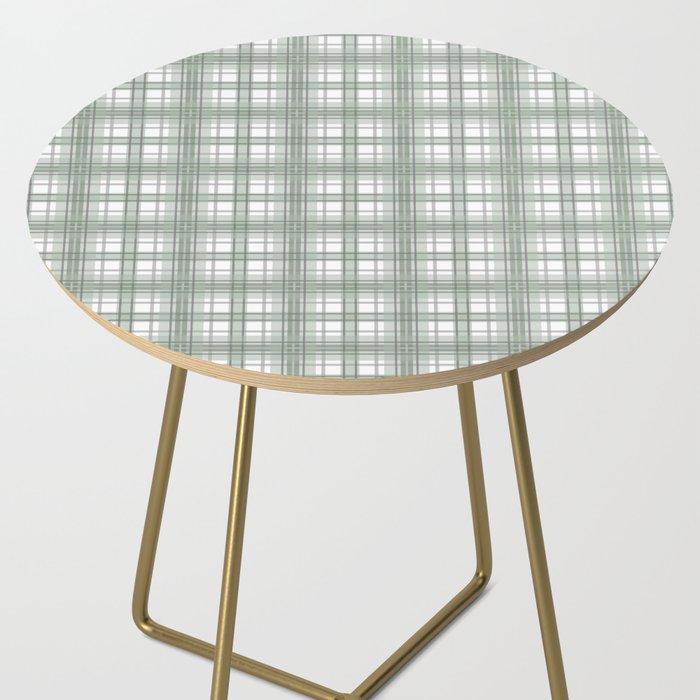 Sage Green and Gray Plaid Side Table Gallery Image 2