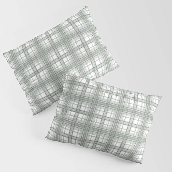 Sage Green and Gray Plaid Pillow Sham Gallery Image 1
