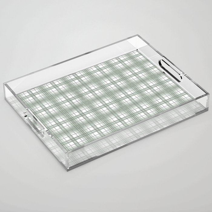 Sage Green and Gray Plaid Acrylic Tray Gallery Image 1