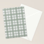 Sage Green and Gray Plaid Stationery Card Gallery Image 2