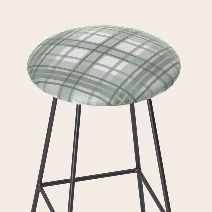 Sage Green and Gray Plaid Stool Gallery Image 2