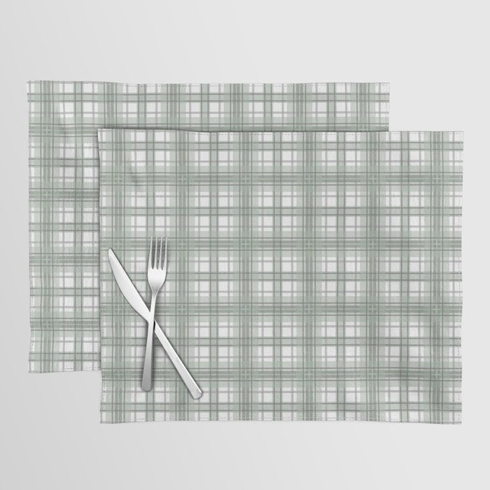 Sage Green and Gray Plaid Placemat Gallery Image 1
