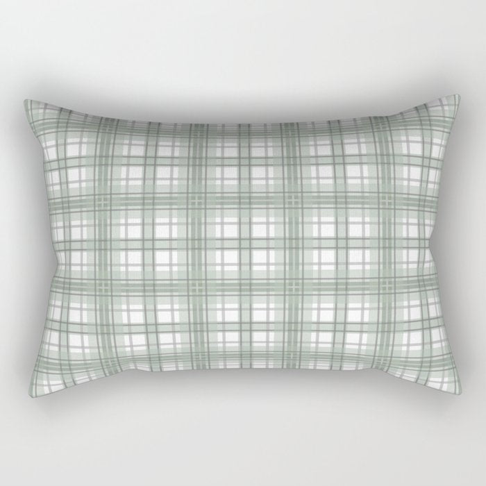 Sage Green and Gray Plaid Rectangular Pillow Gallery Image 2