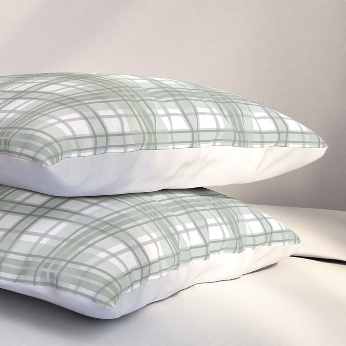 Sage Green and Gray Plaid Pillow Sham Gallery Image 3
