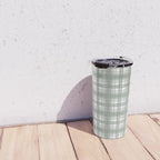 Sage Green and Gray Plaid Travel Mug Gallery Image 4