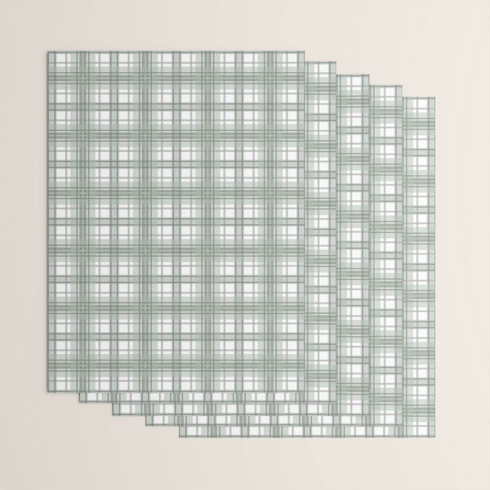Sage Green and Gray Plaid Wrapping Paper Gallery Image 3