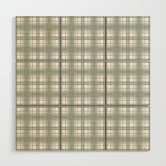 Sage Green and Gray Plaid Wood Wall Art