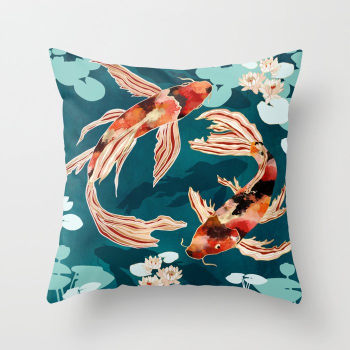 Metallic Koi VII Throw Pillow Gallery Image 1