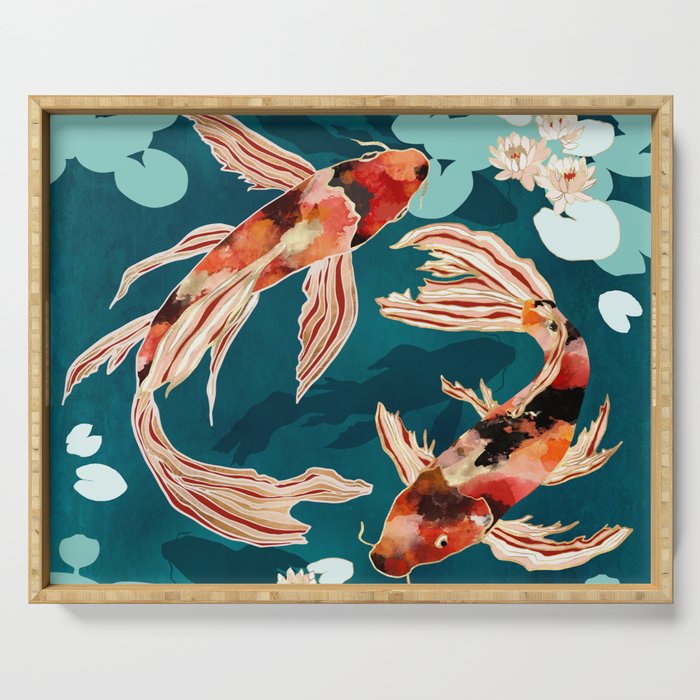 Metallic Koi VII Serving Tray Gallery Image 1