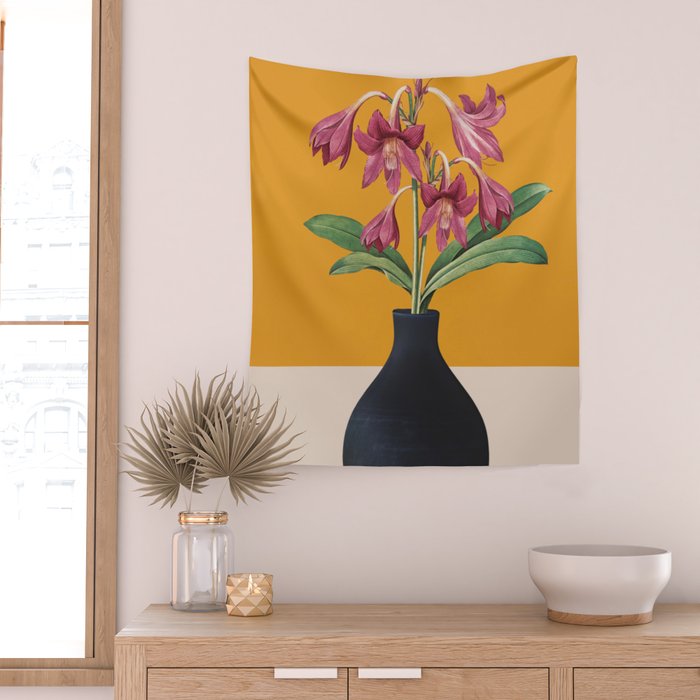 Flowers in Black Vase 2 Wall Tapestry Gallery Image 2