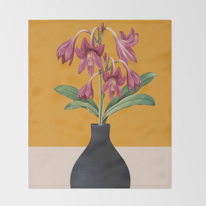 Flowers in Black Vase 2 Throw Blanket Gallery Image 2