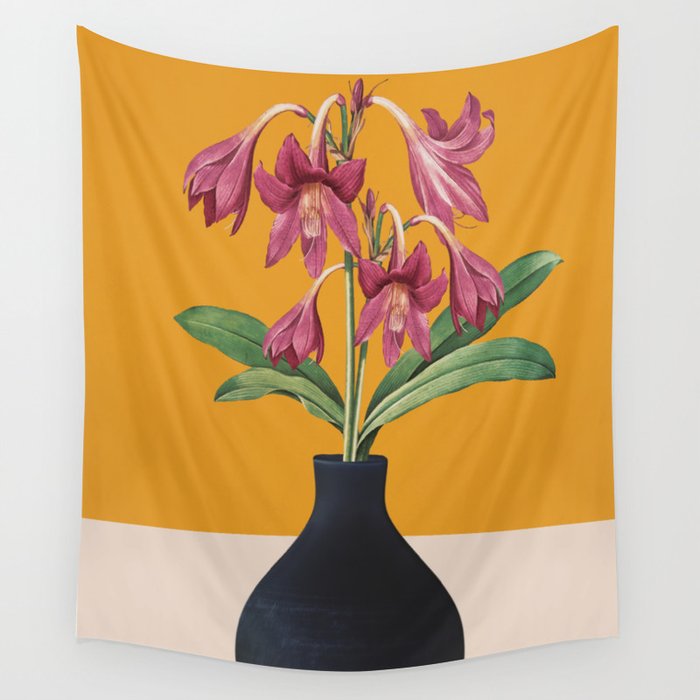 Flowers in Black Vase 2 Wall Tapestry Gallery Image 4