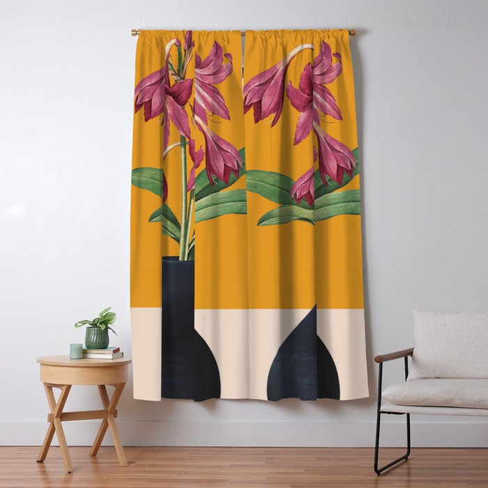Flowers in Black Vase 2 Window Curtain Gallery Image 1