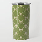 Bows & Ribbons Pattern XXIII Olive Green Travel Mug Gallery Image 1
