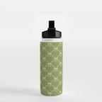 Bows & Ribbons Pattern XXIII Olive Green Water Bottle Gallery Image 2