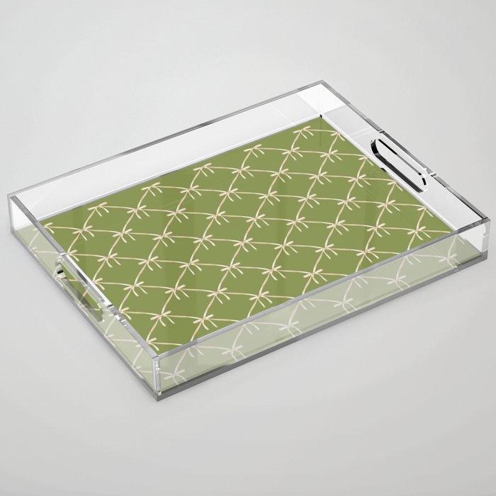Bows & Ribbons Pattern XXIII Olive Green Acrylic Tray Gallery Image 1