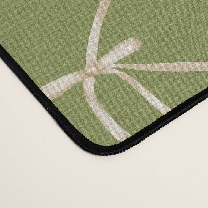 Bows & Ribbons Pattern XXIII Olive Green Desk Mat Gallery Image 4