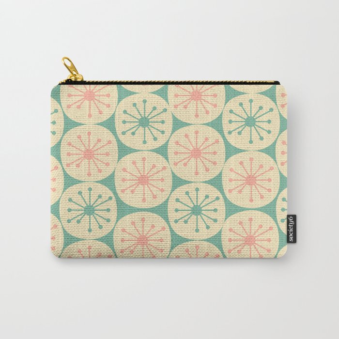 Atomic Dots Midcentury Modern Retro Pattern in 50s Blush Pink, Cream, and Mint Carry All Pouch Gallery Image 1