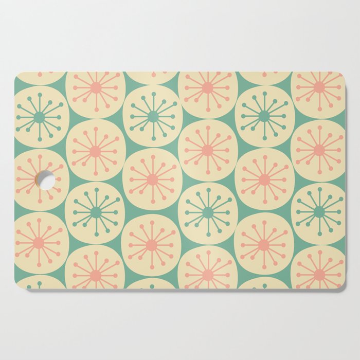 Atomic Dots Midcentury Modern Retro Pattern in 50s Blush Pink, Cream, and Mint Cutting Board Gallery Image 1
