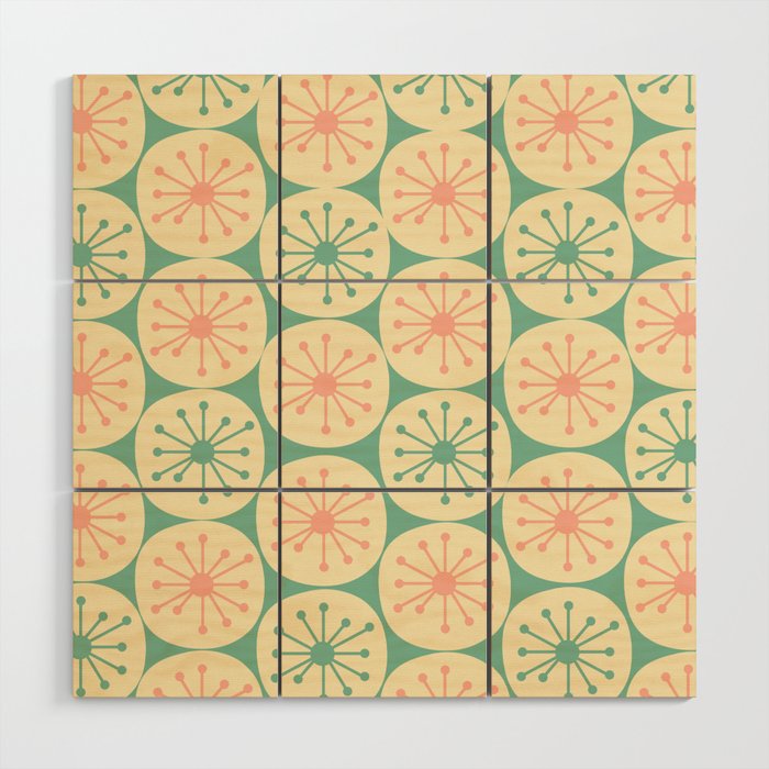 Atomic Dots Midcentury Modern Retro Pattern in 50s Blush Pink, Cream, and Mint Wood Wall Art Gallery Image 1