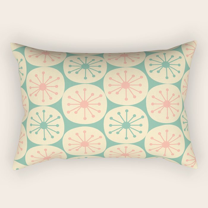 Atomic Dots Midcentury Modern Retro Pattern in 50s Blush Pink, Cream, and Mint Rectangular Pillow Gallery Image 2