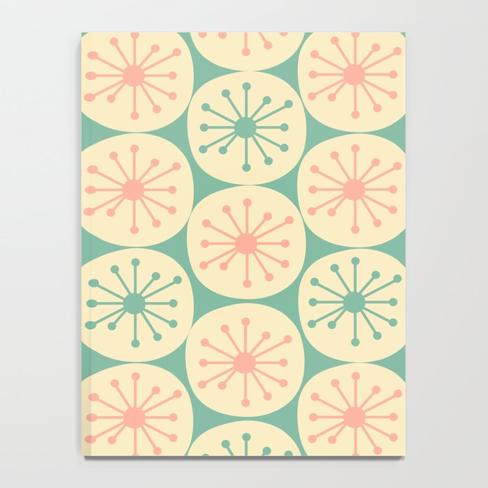 Atomic Dots Midcentury Modern Retro Pattern in 50s Blush Pink, Cream, and Mint Notebook Gallery Image 4