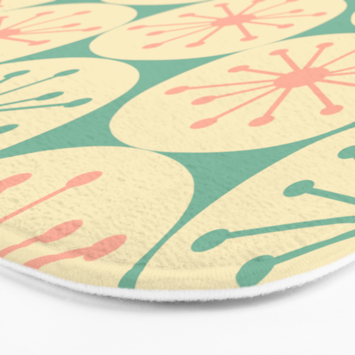Atomic Dots Midcentury Modern Retro Pattern in 50s Blush Pink, Cream, and Mint Bath Mat Gallery Image 3