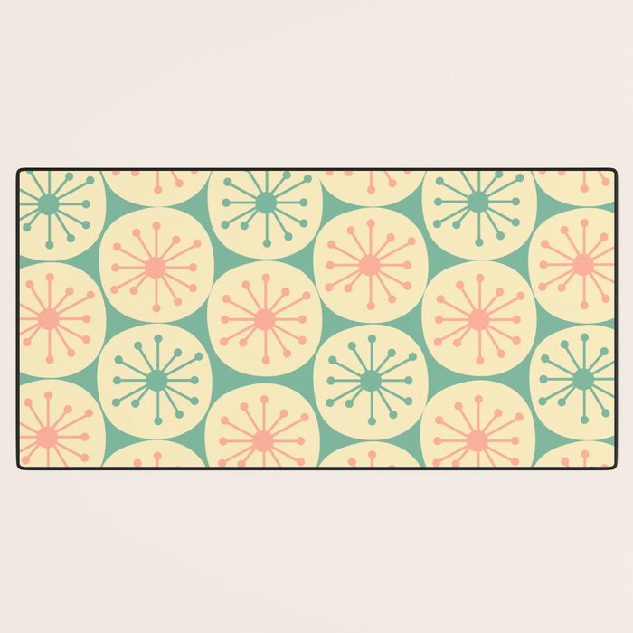 Atomic Dots Midcentury Modern Retro Pattern in 50s Blush Pink, Cream, and Mint Desk Mat Gallery Image 3