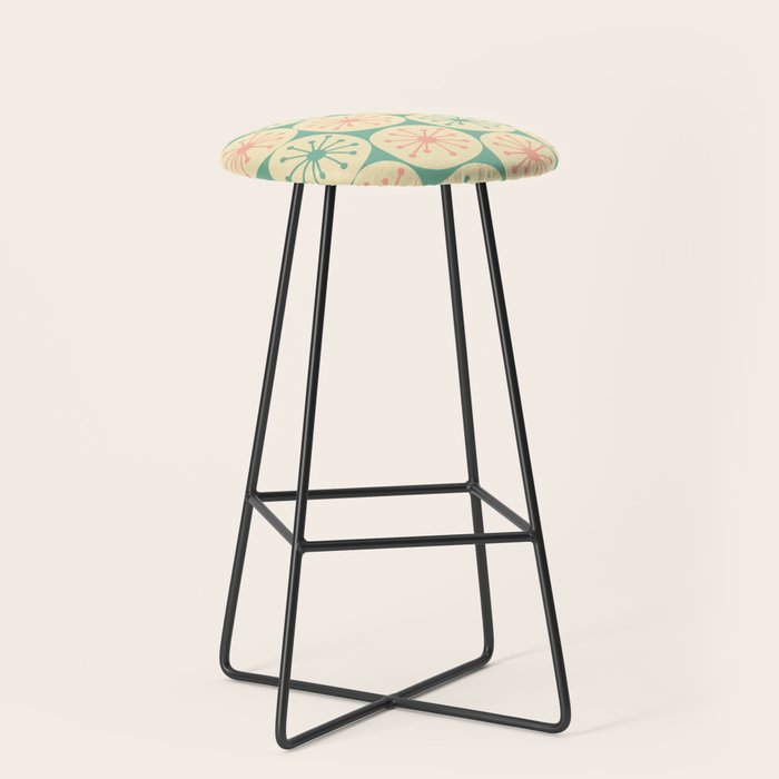 Atomic Dots Midcentury Modern Retro Pattern in 50s Blush Pink, Cream, and Mint Stool Gallery Image 1
