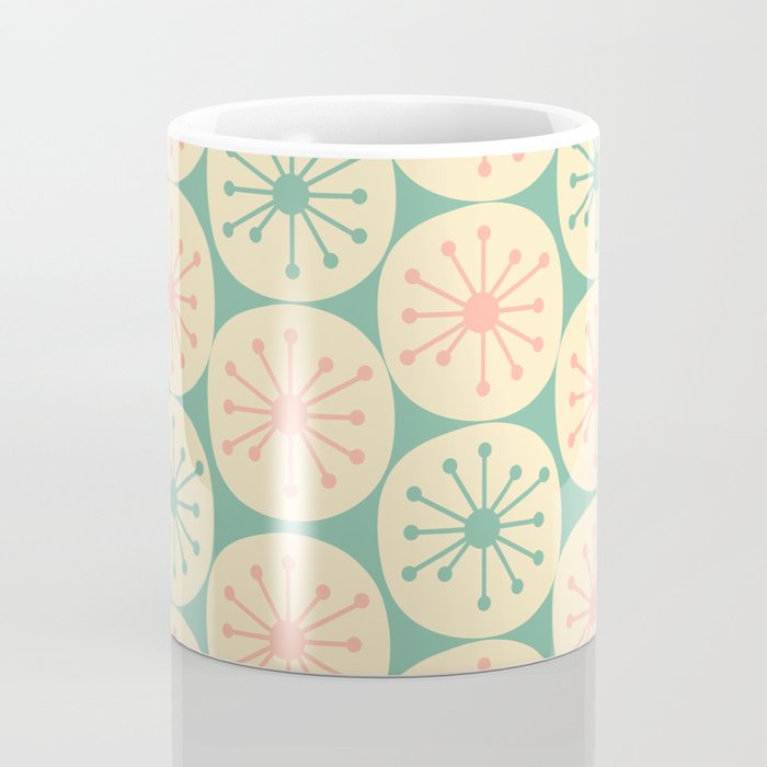 Atomic Dots Midcentury Modern Retro Pattern in 50s Blush Pink, Cream, and Mint Coffee Mug Gallery Image 4