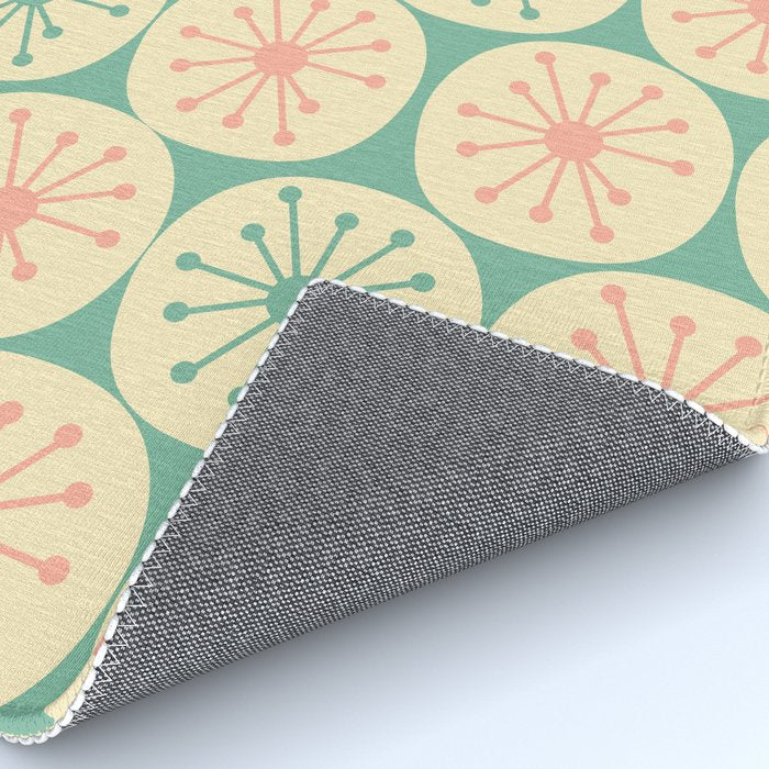 Atomic Dots Midcentury Modern Retro Pattern in 50s Blush Pink, Cream, and Mint Rug Gallery Image 4