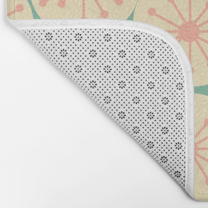Atomic Dots Midcentury Modern Retro Pattern in 50s Blush Pink, Cream, and Mint Bath Mat Gallery Image 2