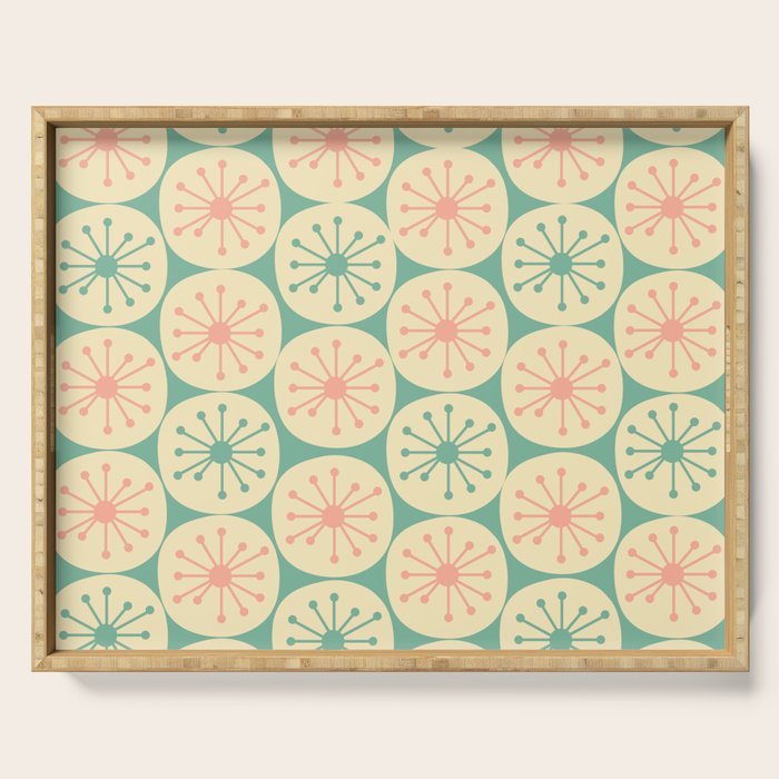 Atomic Dots Midcentury Modern Retro Pattern in 50s Blush Pink, Cream, and Mint Serving Tray Gallery Image 1