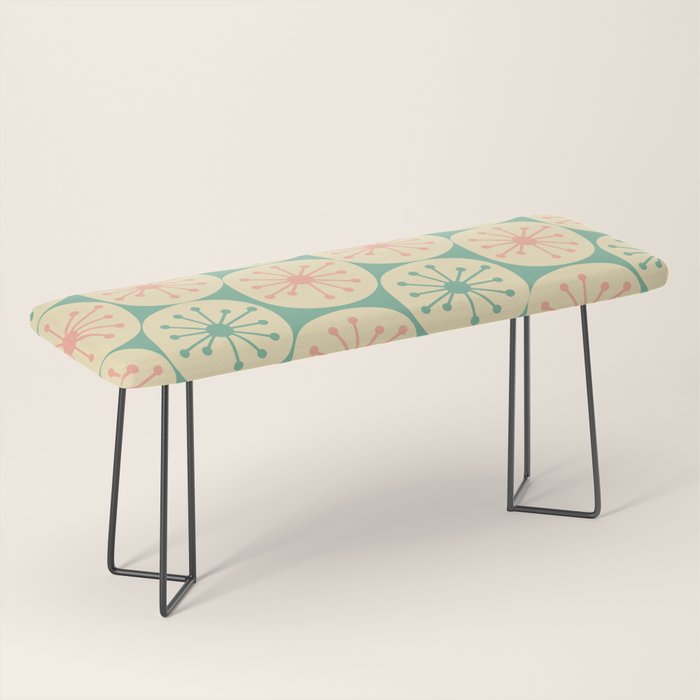 Atomic Dots Midcentury Modern Retro Pattern in 50s Blush Pink, Cream, and Mint Bench Gallery Image 1