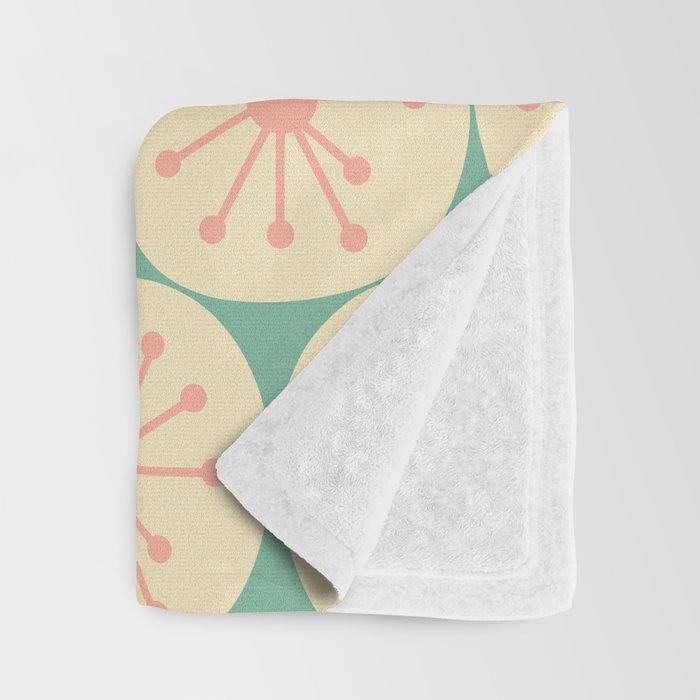 Atomic Dots Midcentury Modern Retro Pattern in 50s Blush Pink, Cream, and Mint Throw Blanket Gallery Image 3