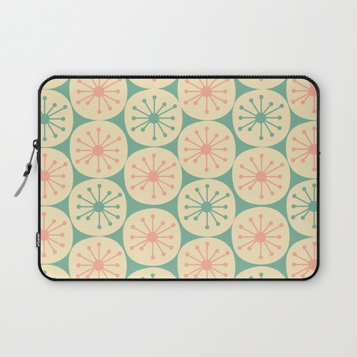 Atomic Dots Midcentury Modern Retro Pattern in 50s Blush Pink, Cream, and Mint Laptop Sleeve Gallery Image 1