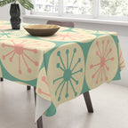 Atomic Dots Midcentury Modern Retro Pattern in 50s Blush Pink, Cream, and Mint Tablecloth Gallery Image 3