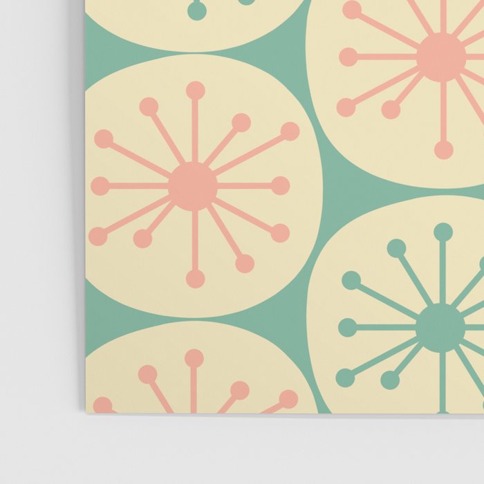 Atomic Dots Midcentury Modern Retro Pattern in 50s Blush Pink, Cream, and Mint Poster Gallery Image 3