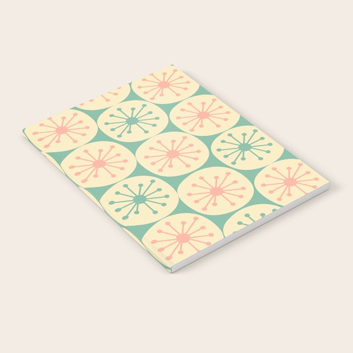 Atomic Dots Midcentury Modern Retro Pattern in 50s Blush Pink, Cream, and Mint Notebook Gallery Image 2