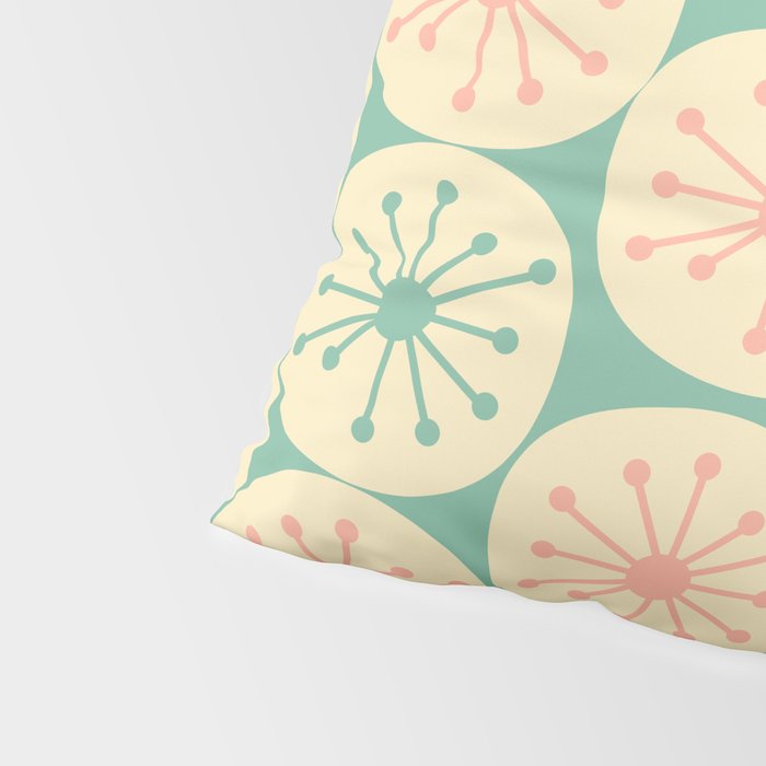 Atomic Dots Midcentury Modern Retro Pattern in 50s Blush Pink, Cream, and Mint Pillow Sham Gallery Image 4