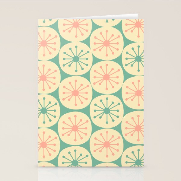 Atomic Dots Midcentury Modern Retro Pattern in 50s Blush Pink, Cream, and Mint Stationery Card Gallery Image 2