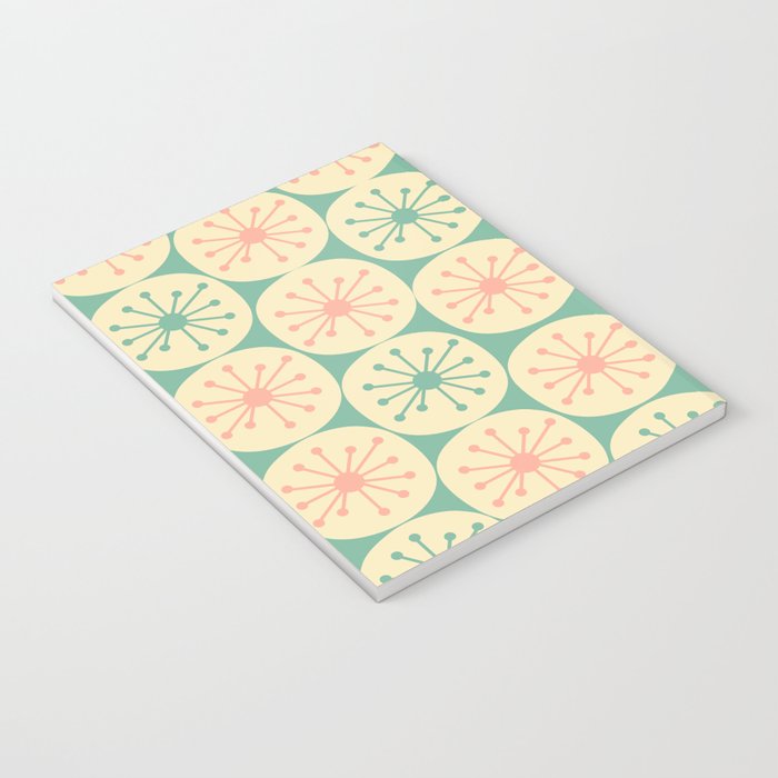 Atomic Dots Midcentury Modern Retro Pattern in 50s Blush Pink, Cream, and Mint Notebook Gallery Image 3