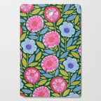 Folk Floral Blossoms in Forest Green Cutting Board Gallery Image 1