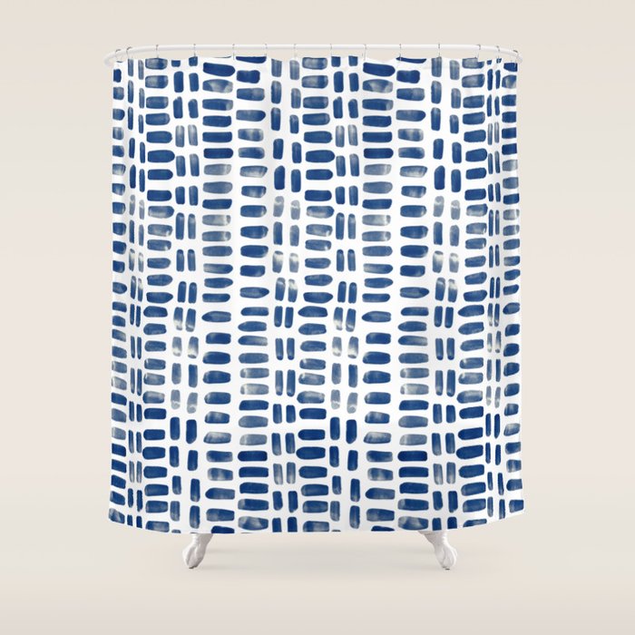 Abstract rectangles - indigo Shower Curtain Gallery Image 1