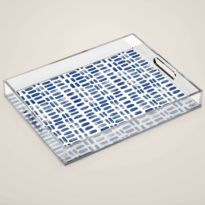 Abstract rectangles - indigo Acrylic Tray Gallery Image 1