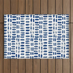 Abstract rectangles - indigo Outdoor Rug Gallery Image 1