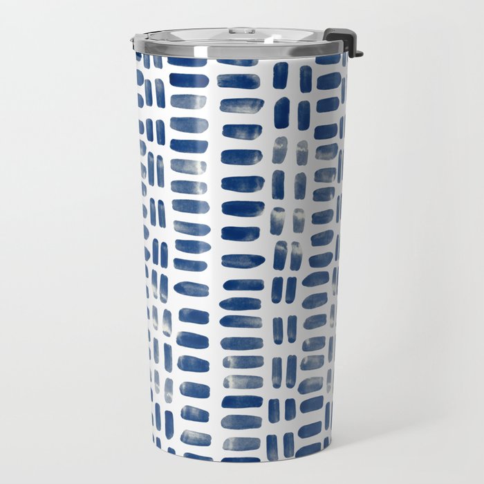 Abstract rectangles - indigo Travel Mug Gallery Image 2